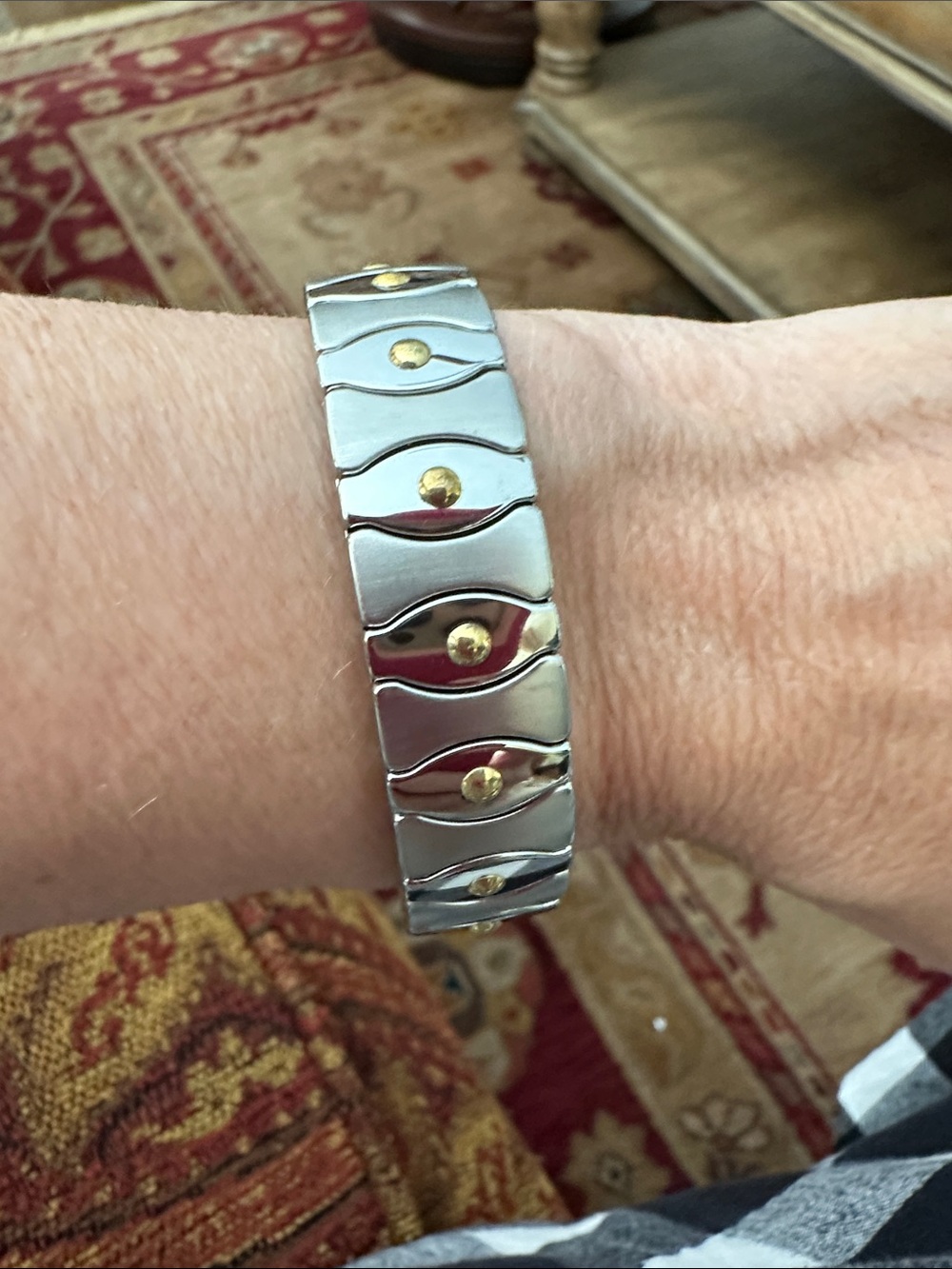 Milor Two-Tone Silver and Gold Stretch Link Bracelet